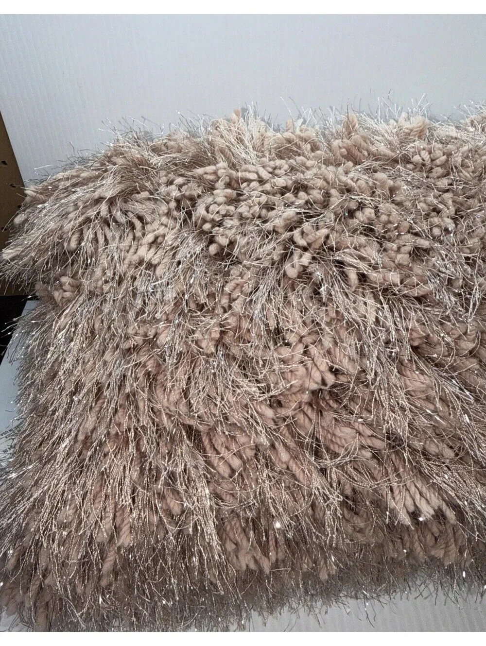 Celebrity Home Shimmery Metallic Shag Throw Pillow, Thick & Soft